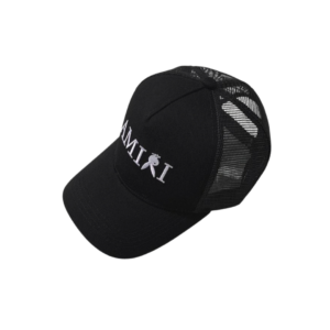 AMIRI White Logo Text Monogram Printed On The Top Cap Black