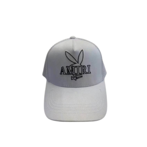 AMIRI Black Logo Text With Design Monogram Printed On The Top Cap White