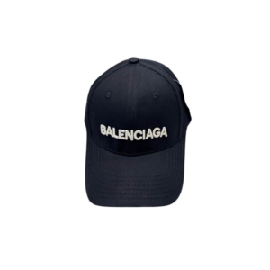 Balenciaga White Text Logo On The Top Cap Black