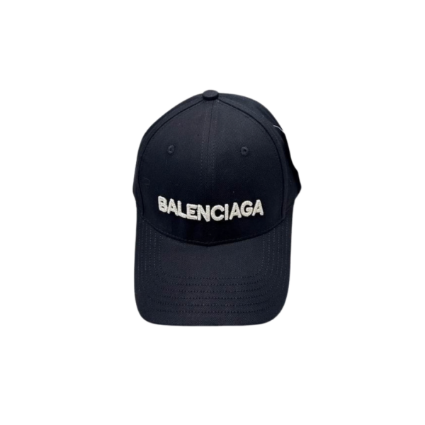 Balenciaga White Text Logo On The Top Cap Black