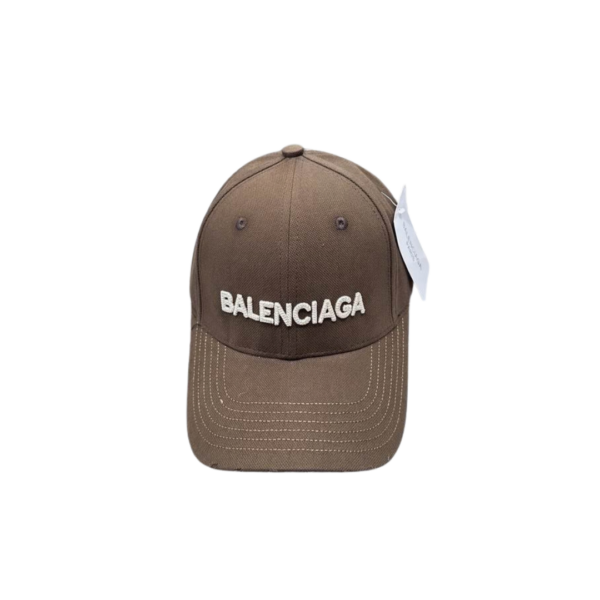 Balenciaga White Text Logo On The Top Cap Brown