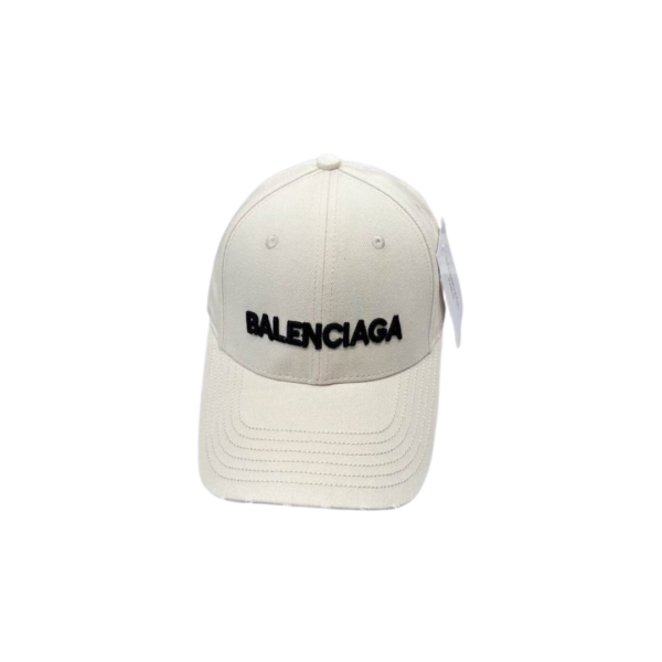 Balenciaga Black Text Logo On The Top Cap Of White