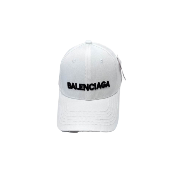 Balenciaga Black Text Logo On The Top Cap White