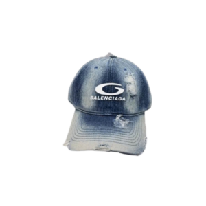 Balenciaga Unisex Denim Blue White Cap With Brand logo On The Top