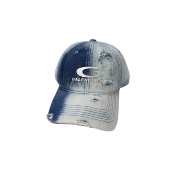 Balenciaga Unisex Denim White Cap With Brand logo On The Top