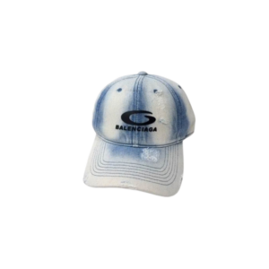 Balenciaga Unisex Denim Blue And White Cap With Brand logo On The Top