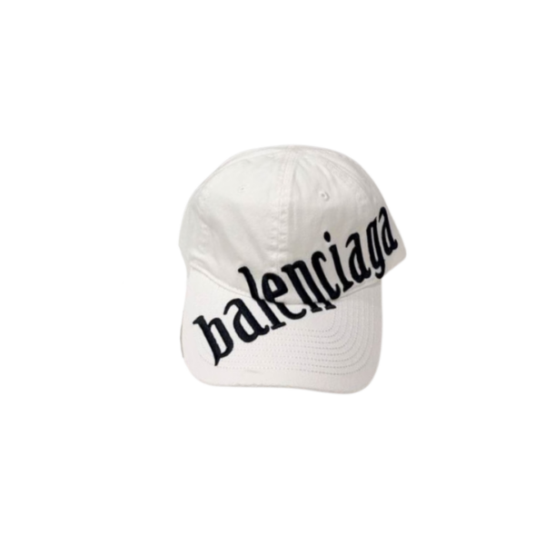 Balenciaga Cursive Cap White Cotton Drill