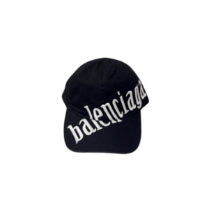 Balenciaga Cursive Cap Black Cotton Drill