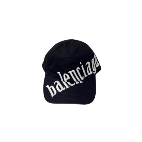Balenciaga Cursive Cap Black Cotton Drill