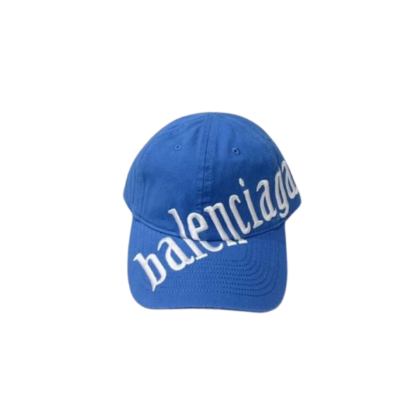 Balenciaga Cursive Cap Blue Cotton Drill