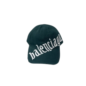 Balenciaga Cursive Cap Green Cotton Drill