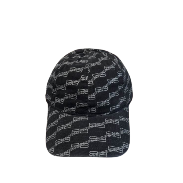 Balenciaga Bb Monogram Baseball Cap Black Cotton Grey