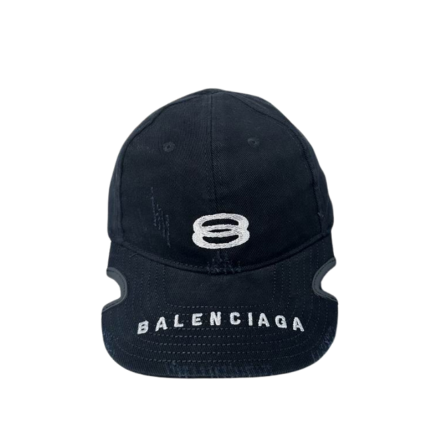 Balenciaga Double Unity Distressed Embroidered Cotton-Drill Baseball Cap