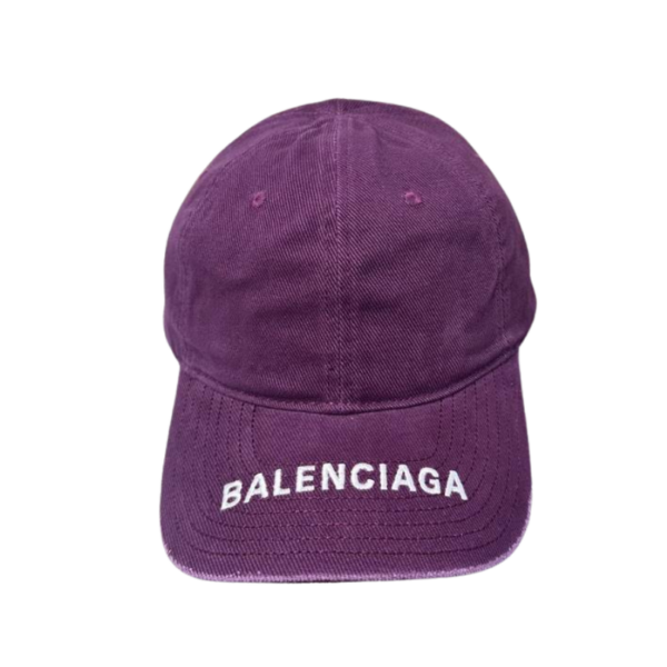 Balenciaga Distressed Cotton Baseball Cap Purple